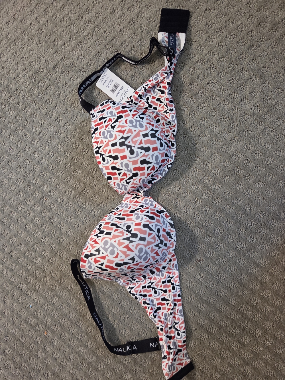 Nautica Pink Black White Patterned T-Shirt Bra